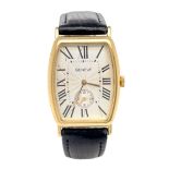 Golduhr Geneve 42,36g 750/- Gelbgold Quarz mit Lederband