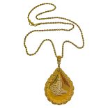 Kette mit Anhaenger 8,74g 916/- Gelbgold mit Zirkonia, Laenge ca. 46,50 cm