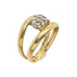 Ring 2,72g 750/- Gelbgold mit 7 Diamanten zus. ca. 0,14 ct., Ringgroesse ca. 51