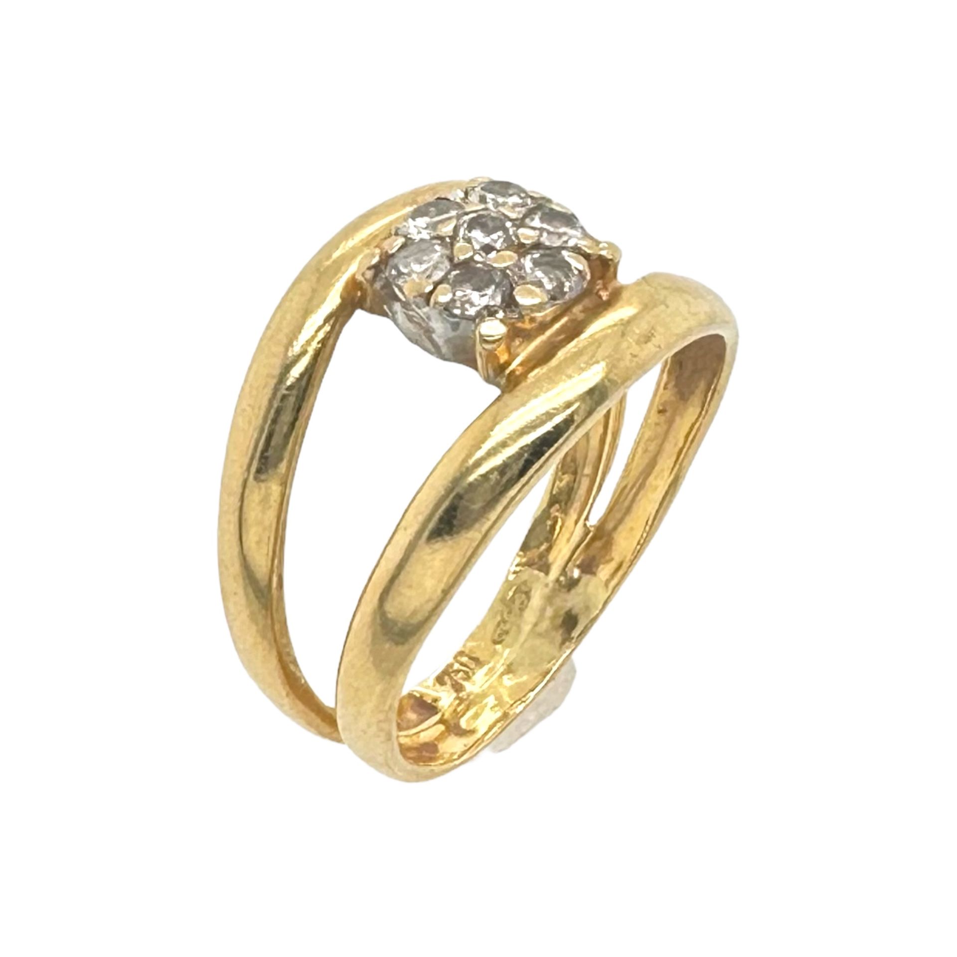 Ring 2,72g 750/- Gelbgold mit 7 Diamanten zus. ca. 0,14 ct., Ringgroesse ca. 51