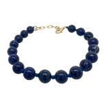 Armband Lapislazuli 15,24g mit Verschluss 585/- Gelbgold, Laenge ca. 22,50 cm