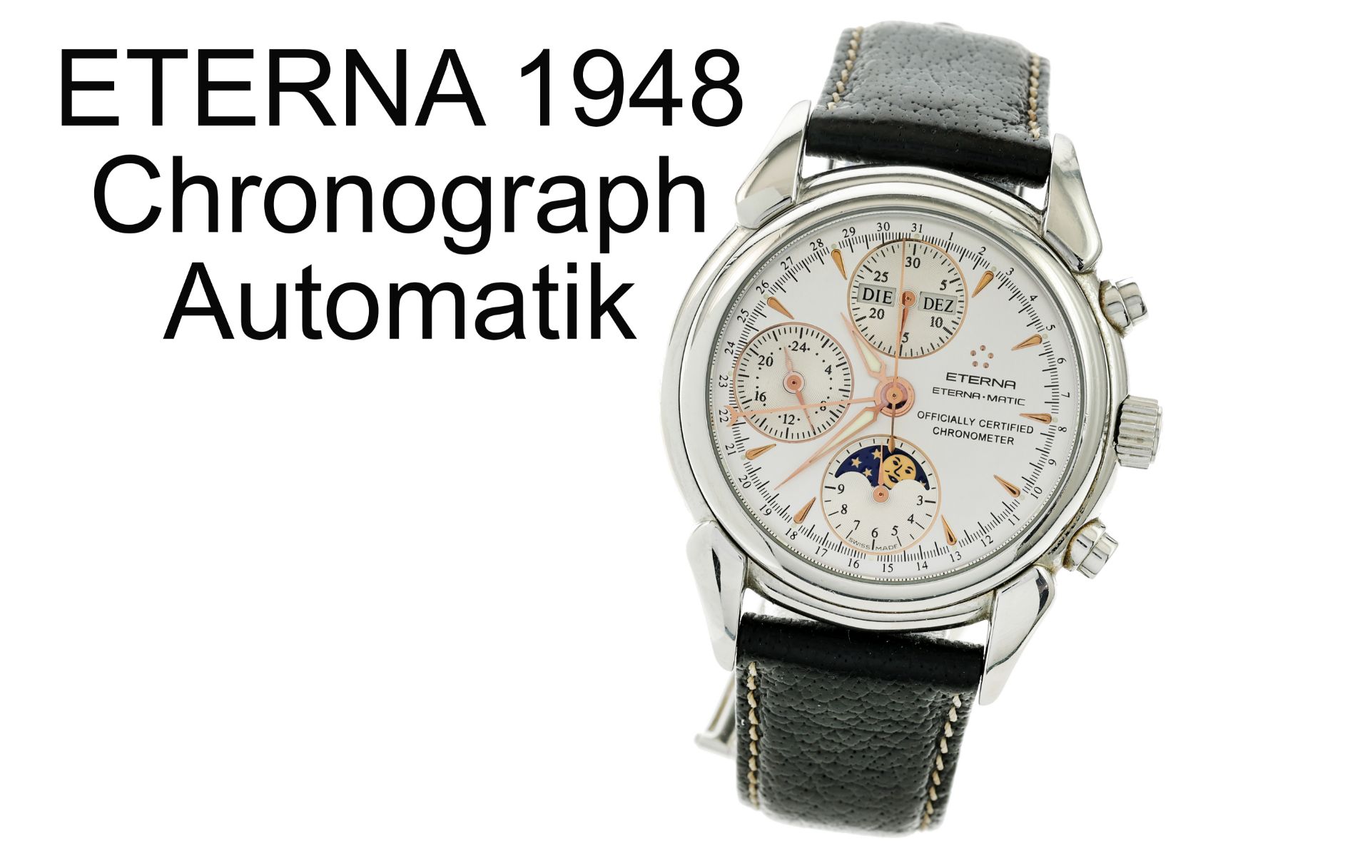 Eterna 1948 Chronograph Automatik Edelstahl, ohne Box und ohne Papiere