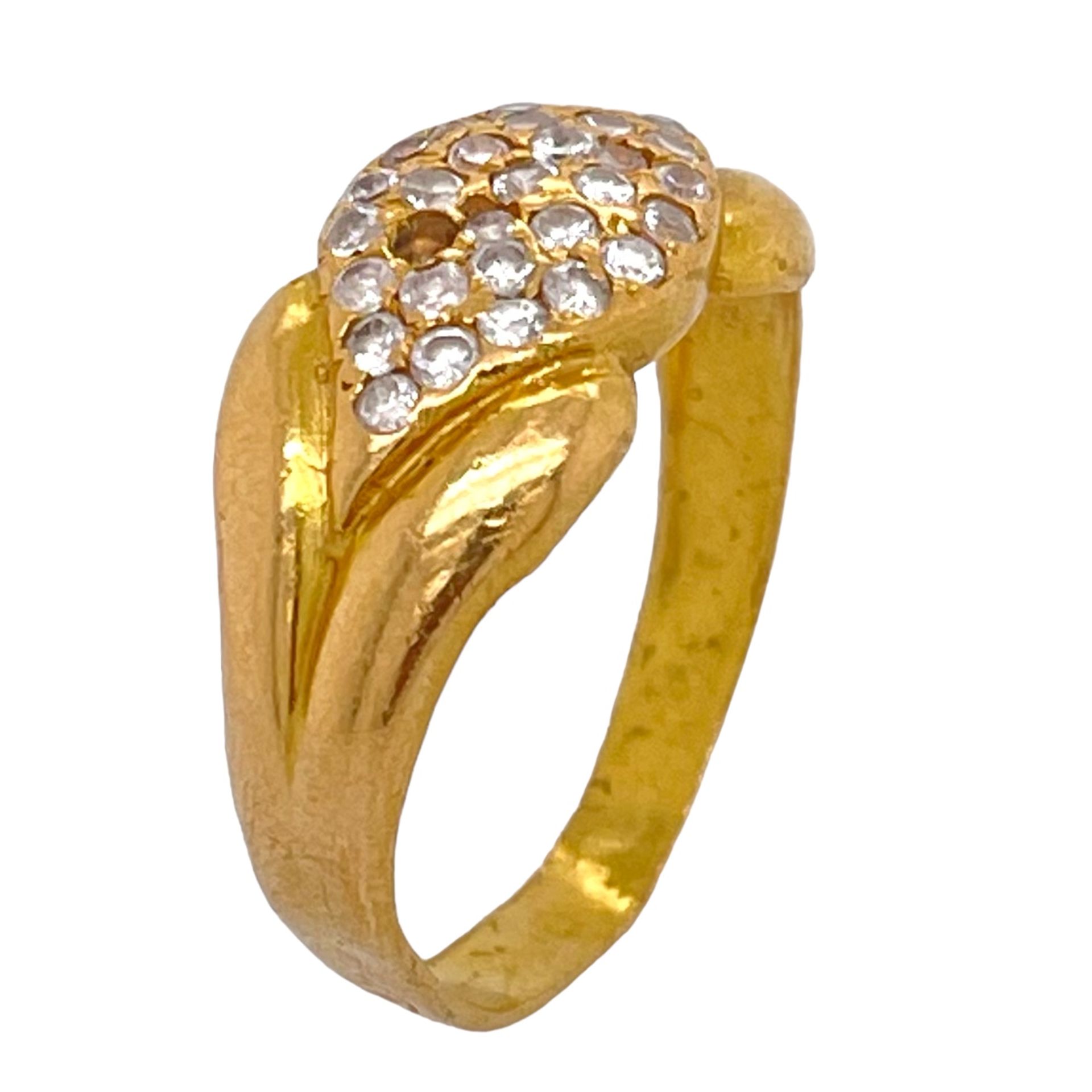 Ring 3,4g 916/- Gelbgold mit Zirkonia, 1 fehlt, Ringgroesse ca. 58