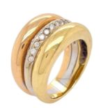 Ring 17,23g 750/- Gelbgold, Weissgold und Rotgold mit 18 Diamanten zus. ca. 0,36 ct., Ringgroesse ca
