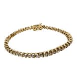 Tennisarmband 11,64g 585/- Gelbgold mit 55 Diamanten zus. ca. 1,10 ct., Laenge ca. 18 cm