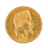 Goldmuenze 20 Francs Napoleon III Empereur 6,44g 900/- Gelbgold 1861