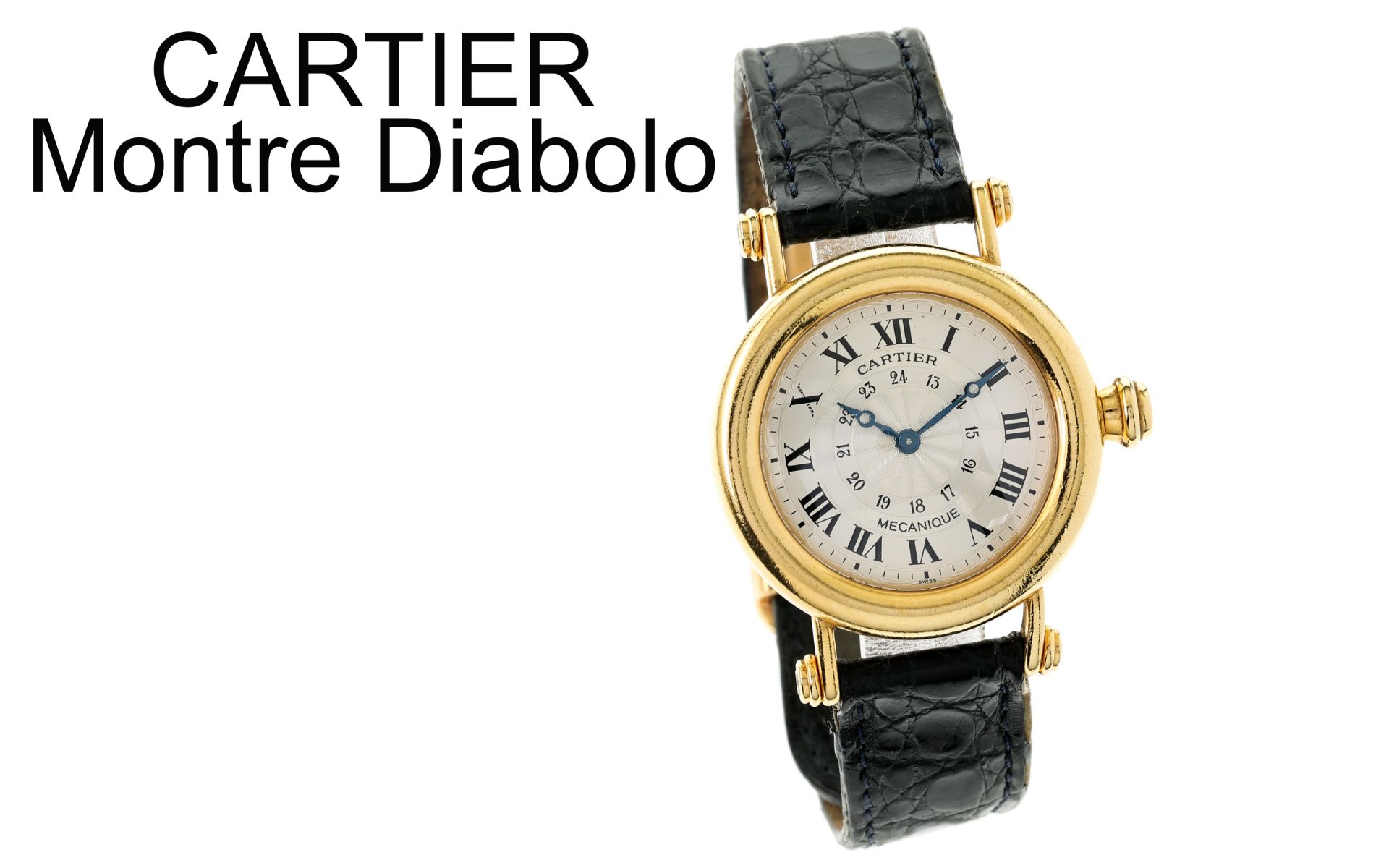 Cartier Montre Diabolo Ref. 1461 Mechanisch 750/- Gelbgold, mit Box und mit Papiere, mir original...