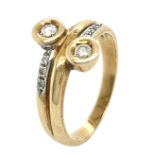 Ring 4g 585/- Gelbgold und Weissgold mit 8 Diamanten zus. ca. 0,20 ct., Ringgroesse ca. 56