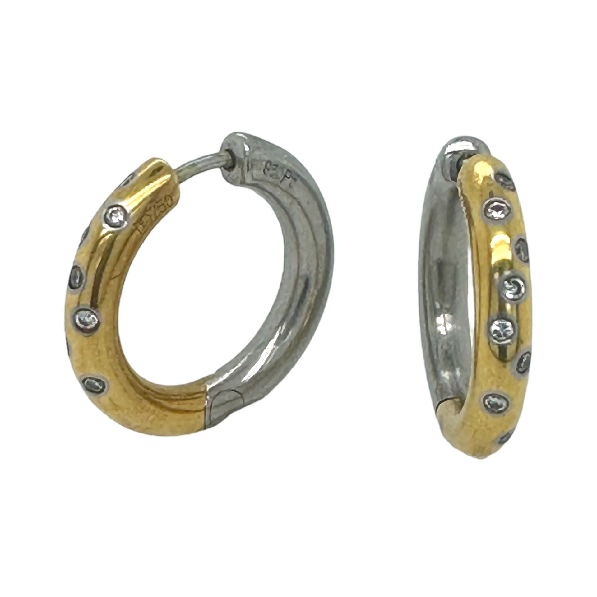 Creolen 8,82g 750/- Gelbgold und 950/- Platin mit 16 Diamanten zus. ca. 0,24 ct.