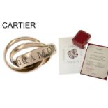Cartier Trinity Ring 10,21g 750/- Weissgold, Ringgroesse ca. 49, mit Zertfikaten und Etui