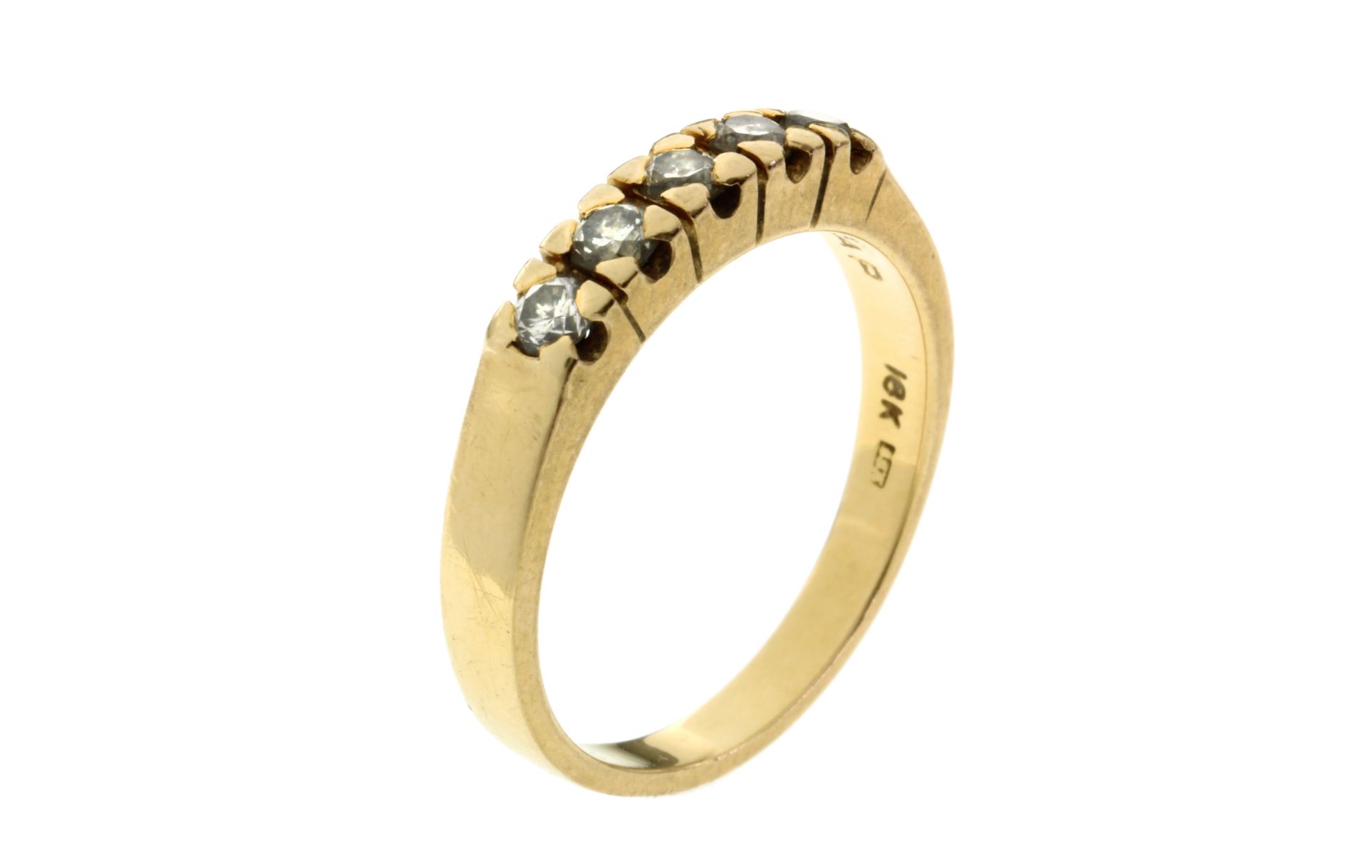 Ring 4,48g 750/- Gelbgold mit 5 Diamanten zus. ca. 0,25 ct., Ringgroesse ca. 55
