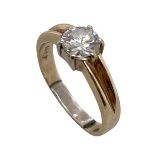 Ring 5,85g 585/- Gelbgold und Weissgold mit Diamant ca. 1,50 ct., Ringgroesse ca. 59, Ringschiene au