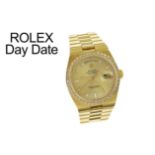 Rolex Day-Date Ref. 19018N Quarz 750/- Gelbgold mit Diamanten, ohne Box und ohne Papiere