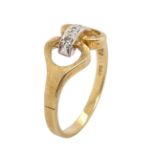 Ring 2,92g 585/- Gelbgold und Weissgold mit 3 Diamanten zus. ca. 0,03 ct., Ringgroesse ca. 54