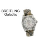 Breitling Galactic Ref. A3733 Automatik Edelstahl mit original Lederband, an der Uhr ist ein Ersa...