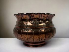 A Victorian William Soutter & sons copper jardinière / planter. Repousse stylised foliate design.