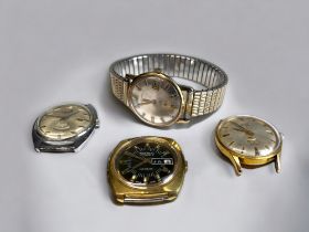 A COLLECTION OF FOUR VINTAGE MENS WRISTWATCHES. Including an Ingersoll 17 jewels Incabloc, Avia