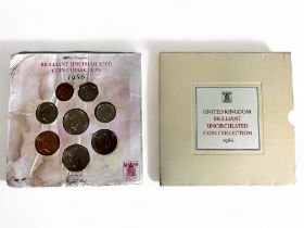 TWO ROYAL MINT 1986 'BRILLIANT UNCIRCULATED COINS COLLECTION'. Together with a 1986 'Commonwealth