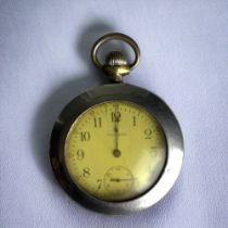A GOLD FILLED WALTHAM MENS POCKET WATCH. Circa 1908, 15 Jewels. Together with a German watch