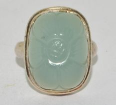 925 silver jadeite flower shape ring size R