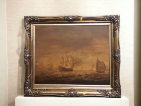 DUTCH SCHOOL MARINE SEASCAPE OIL ON BOARD. UNSIGNED. IN LATE GILT FRAME. 69 X 59CM (INCL FRAME)