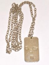 925 silver hallmarked Ingot pendant and chain