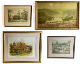 A collection of four vintage coloured prints