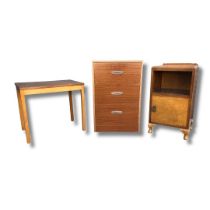 Table, Side Table and a Small Chest of Drawers