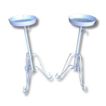 Two Outdoor White Metal Display/Pot Stands H-75cm