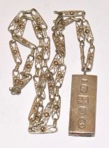 925 silver Ingot with a fancy link neck chain 38g