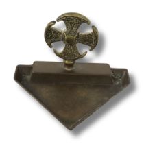 Deco Bronze Ashtray featuring a Canterbury Cross