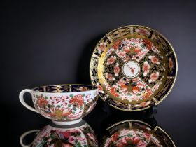 A Royal Crown Derby 'Witches' pattern Imari teacup & saucer. Stevenson & Hancock period.