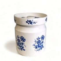 A Large Portmerrion Pottery Storage Jar Blue foliate design.