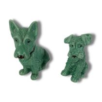 Sylvac Green Cheeky Terrier & Green seated Terrier. Model numbers 1379 & 1208