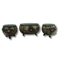 Three Majolica Glazed Decorative Jardinieres