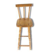 Four Legged Pine High Chair/Bar Stool