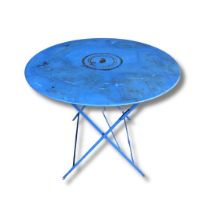 French Metal Blue Bistro Table Diameter 95cm