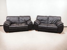 2 x 2 Seater Leather Lounge Suite
