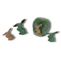 Sylvac Floppsy ear Rabbits x4. Vase model number 1510