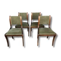 4 x Green Velvet Upholstered Chairs