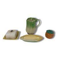 Sylvac Celery vase, Pineapple conserve pot and others. Butterfly handled dish A/F, Corn Cob Dish.