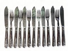 A Set of 19th Century Silver Plate Knives & Forks. By Elkington & co. With Diamond registration