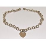 Tiffany and Co marked silver H/M heart necklace 40cm long