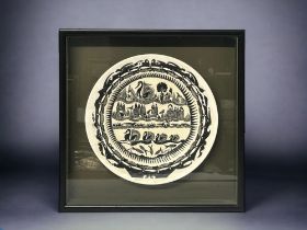 SCOTTIE WILSON, SCOTTISH (1888-1972) PAINTED PLATE. Signed to lower right. Pattern based on Swans,