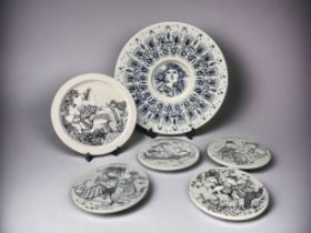 A COLLECTION OF FOUR BJORN WIINBLAD FOR NYMOLE PLAQUES, TOGETHER WITH A WIINBLAD FOR ROSENTHAL PLATE