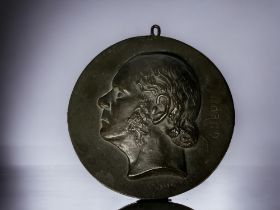 A 19th century Ange Guepin bronze medallion. Designed by Étienne-Édouard Suc, Nantes. Signed 'SUC' &