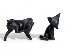 TWO HAGENAUER WEIN BRONZES. Including a model 2960 horse and a fox. Both marked to base. Fox