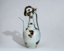 A Song style Chinese porcelain 'chicken' wine ewer. Brown splashed glaze. Height - 30cm