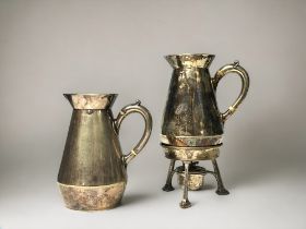 TWO 19th CENTURY SILVER PLATE HOT WATER PITCHERS. By Richard Hodd & son. One with warmer. Weight,