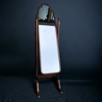 Antique Mahogany Cheval Mirror. Height 155cm